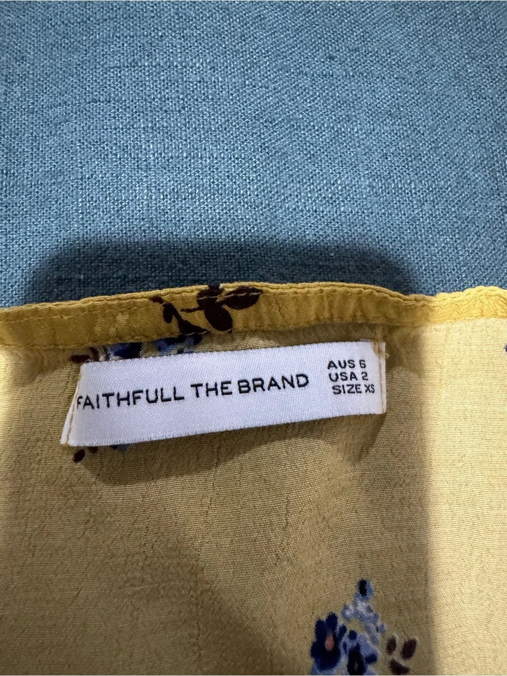 Faithful the Brand Yellow Floral Button-Front Midi Dress